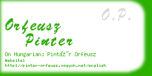 orfeusz pinter business card